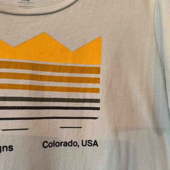 Topo Designs Cream Tee with Orange and Black Graphic - Picture 3 of 7